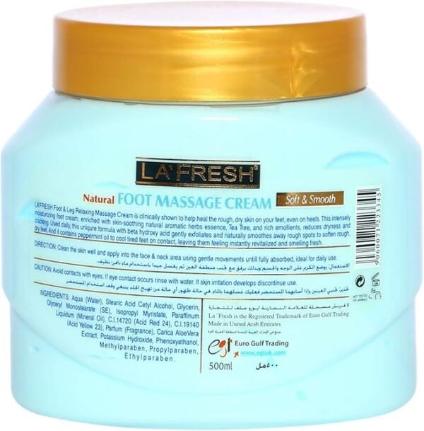 La Fresh Tea Tree Foot and Leg Massage Cream, 500 ml - Image 3