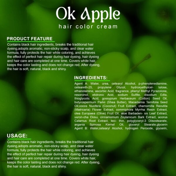 Ok Apple Ammonia Free Black Hair Cream - Image 5
