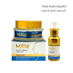 Millia Vitamin B3 Choose Between Facial Cream (100 ml) or Facial Serum (40 ml) – Hydrating Niacinamide Cream / Serum for Even Skin Tone, Dark Spots & Radiant Glow