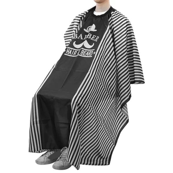 Hair Cutting Cape for Salon & Barber, Large Black and White Striped Professional Hairdressing Cape with Snap Closure ,Water-Resistant, Unisex – J-1093 - Image 2