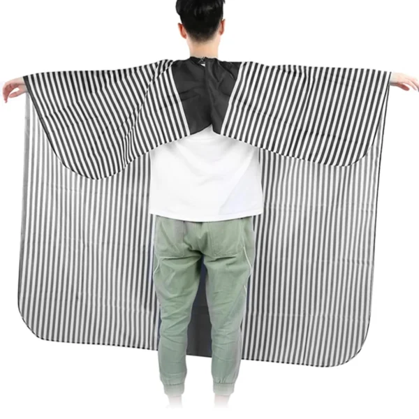 Hair Cutting Cape for Salon & Barber, Large Black and White Striped Professional Hairdressing Cape with Snap Closure ,Water-Resistant, Unisex – J-1093 - Image 3