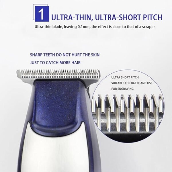 KEMEI Men's Self-Cut Hair Trimmer Waterproof Cordless Rechargeable Hair Cutting Clippers Groomer with Stainless Steel - Image 2