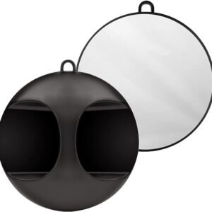 Kurtzy Lightweight Handheld Round Hairdressing Mirror - Use the Handle or Hang on the Wall for Barbers, Salons and Beauticians - Viewing Mirror for Back of the Head Haircuts and Styling