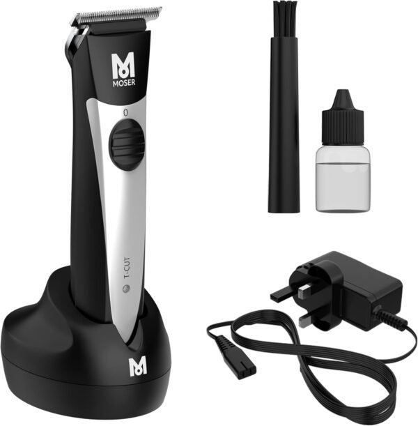 Moser T-Cut Professional Cordless Trimmer for Men with 40mm T-Blade (Made in Germany) | 60-Minutes Runtime | High-Grade Steel Blades | Lightweight & Quiet Operation (1591-0170)