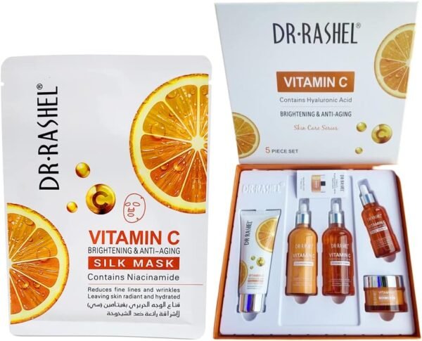 Dr Rashel Vitamin C Skin Care Series , Contains Hyaluronic Acid, Anti Aging and Collagen Essence ( Pack Of 5 Piece Set ) + 1 Pcs of Vitamin C Silk Mask - Image 5