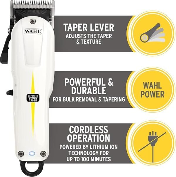 Wahl V500 Super Taper, Professional Hair Clippers, Pro Haircutting Kit, Clippers for Bulk Hair Removal, Taper Fade, Adjustable Lever, Cordless, Lightweight, Barbers Supplies - Image 3