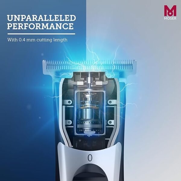 Moser T-Cut Professional Cordless Trimmer for Men with 40mm T-Blade (Made in Germany) | 60-Minutes Runtime | High-Grade Steel Blades | Lightweight & Quiet Operation (1591-0170) - Image 5