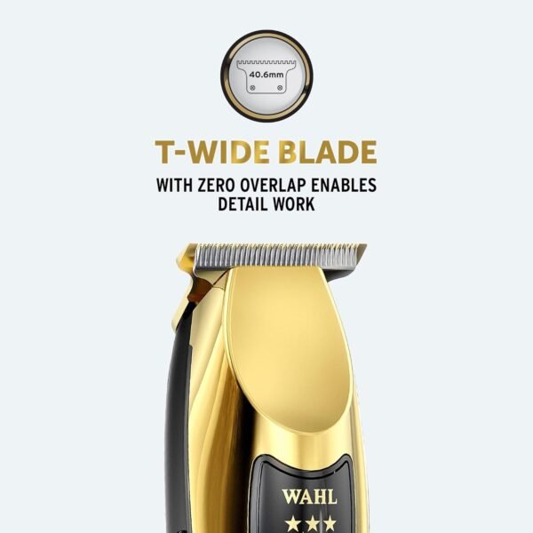 Wahl 5 Star Cordless Detailer in Gold, Professional Hair Trimmers, Close Trimming, Detailing and Outlining, Lightweight, Cordless, Snap On/Off Blades, Barbers Supplies - Image 3