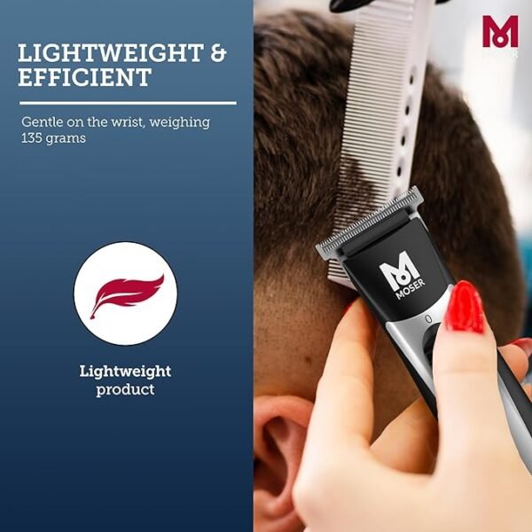 Moser T-Cut Professional Cordless Trimmer for Men with 40mm T-Blade (Made in Germany) | 60-Minutes Runtime | High-Grade Steel Blades | Lightweight & Quiet Operation (1591-0170) - Image 6