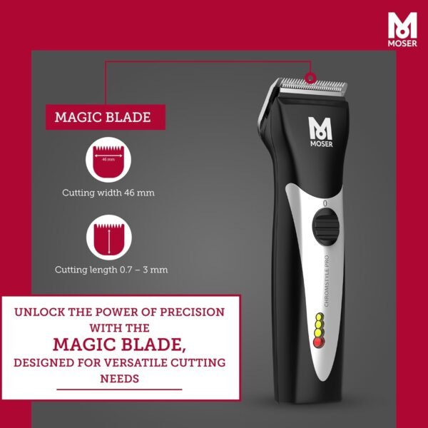 Moser ChromStyle Professional Cordless Hair Clipper (Made in Germany) | 90 Min Operation and 60min Quick Charge | Adjustable Cutting Length | Quick Change Blade (1871-0181) - Image 5