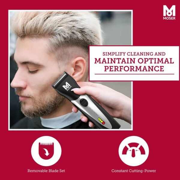 Moser ChromStyle Professional Cordless Hair Clipper (Made in Germany) | 90 Min Operation and 60min Quick Charge | Adjustable Cutting Length | Quick Change Blade (1871-0181) - Image 4