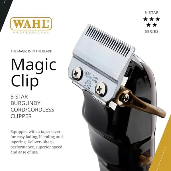Wahl Professional 5-Star Cord/Cordless Magic Clip #8148 – Great for Barbers and Stylists – Precision Cordless Fade Clipper Loaded with Features – 90+ Minute Run Time - Image 2