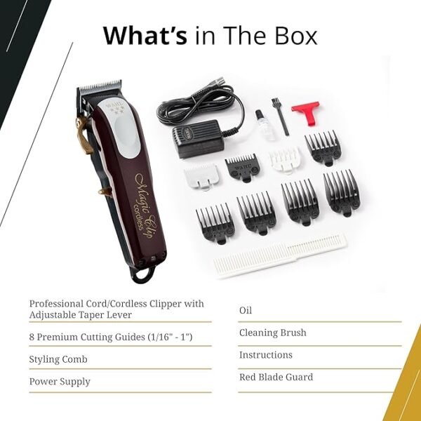 Wahl Professional 5-Star Cord/Cordless Magic Clip #8148 – Great for Barbers and Stylists – Precision Cordless Fade Clipper Loaded with Features – 90+ Minute Run Time - Image 4