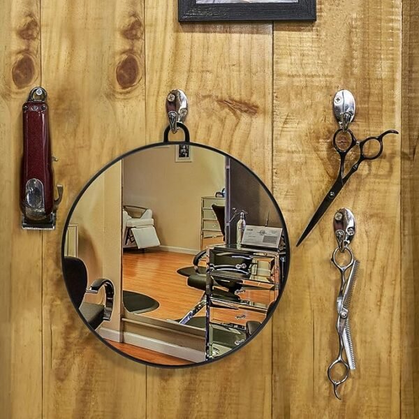 Kurtzy Lightweight Handheld Round Hairdressing Mirror - Use the Handle or Hang on the Wall for Barbers, Salons and Beauticians - Viewing Mirror for Back of the Head Haircuts and Styling - Image 7