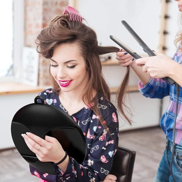 Kurtzy Lightweight Handheld Round Hairdressing Mirror - Use the Handle or Hang on the Wall for Barbers, Salons and Beauticians - Viewing Mirror for Back of the Head Haircuts and Styling - Image 6