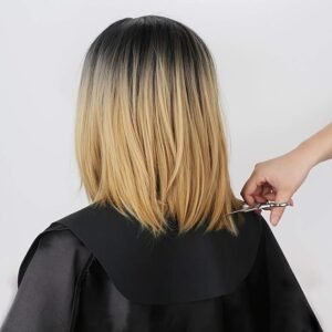 Black Salon Cape with Hair Cutting Collar – Waterproof – Hairdressing, Barber, Makeup, Beard Shaving