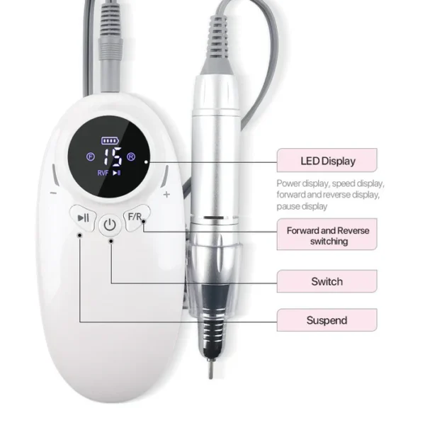 Rechargeable Nail Drill S-302 – 35,000 RPM Professional Electric Nail Drill for Acrylic, Gel & Natural Nails - Image 2
