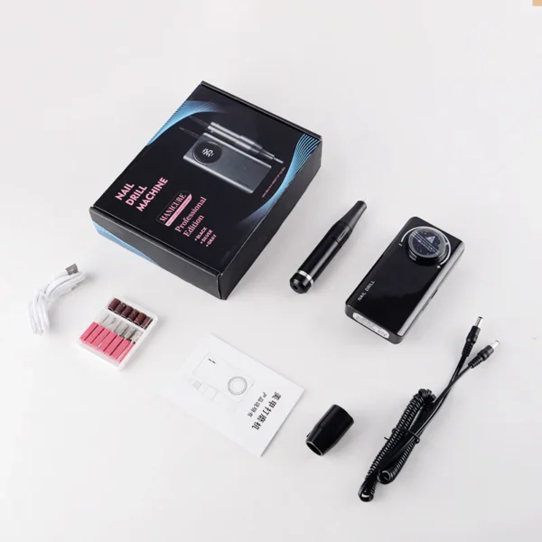 Rechargeable Nail Drill UV-201 – 35,000RPM, Cordless, LCD Display, Low Vibration Manicure & Pedicure Tool for Home & Salon Use - Image 3