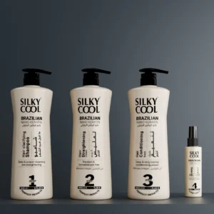 Silky Cool Brazilian Nano Keratin Hair Straightening & Smoothing KitSet – Professional Keratin Blowout Treatment for Frizz-Free, Sleek & Healthy Hair